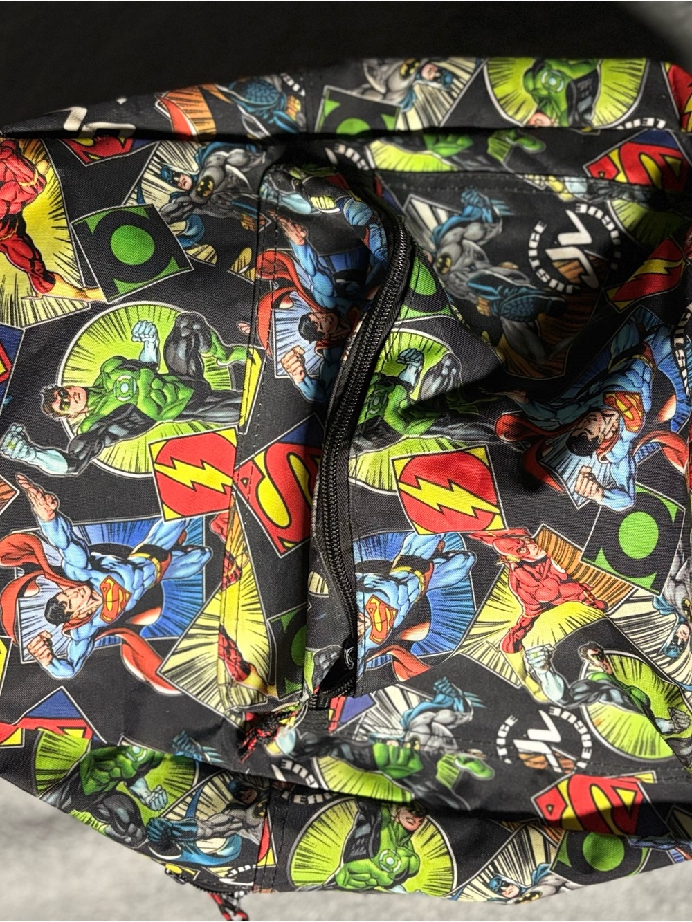 League Black Backpack with Multicolor Comic Print